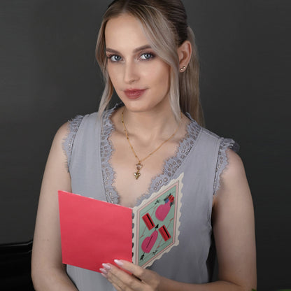 Brass Sculptured Heart w/ Crystal Quartz Necklace