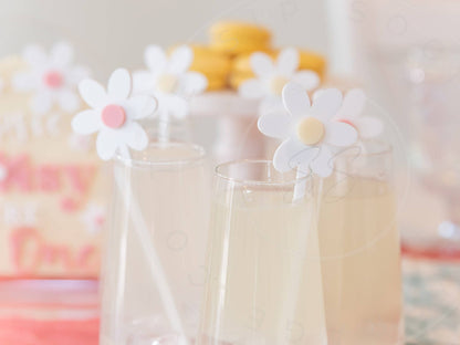 3D Daisy Layered Drink Stirrers Set of 5 Swizzle Sticks