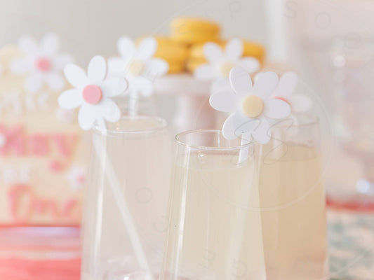 3D Daisy Layered Drink Stirrers Set of 5 Swizzle Sticks