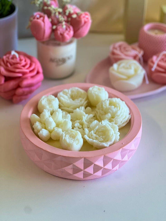 Huge Botanical Candle in Gypsum Vessel 2 1/4x8in