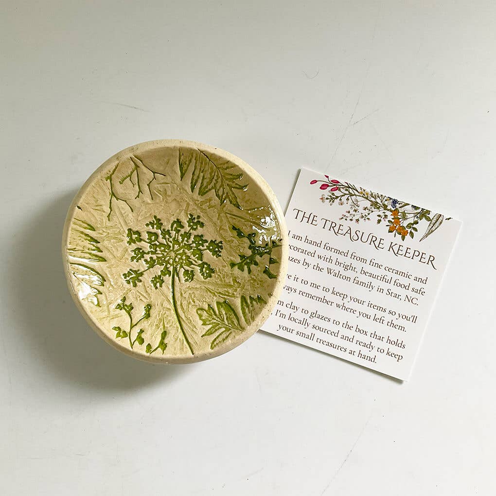 Pottery Dish Bowl - Pressed Flowers Nude