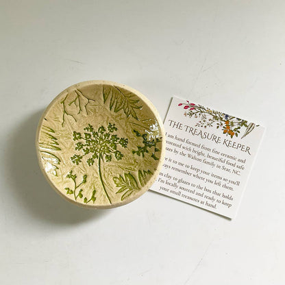 Pottery Dish Bowl - Pressed Flowers Nude