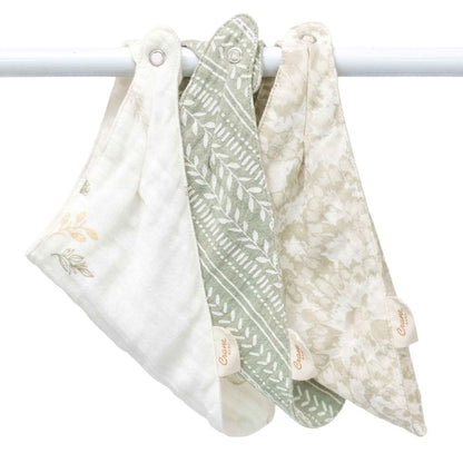 Crane Baby - Willow Sage Muslin Cotton Bandana Baby Bib (3 Pack)