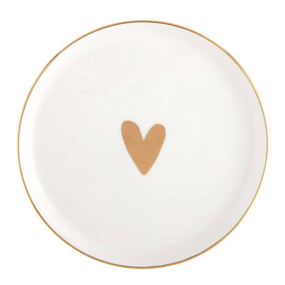 Ceramic Appetizer Plates - Gold Foil Heart - Set of 4