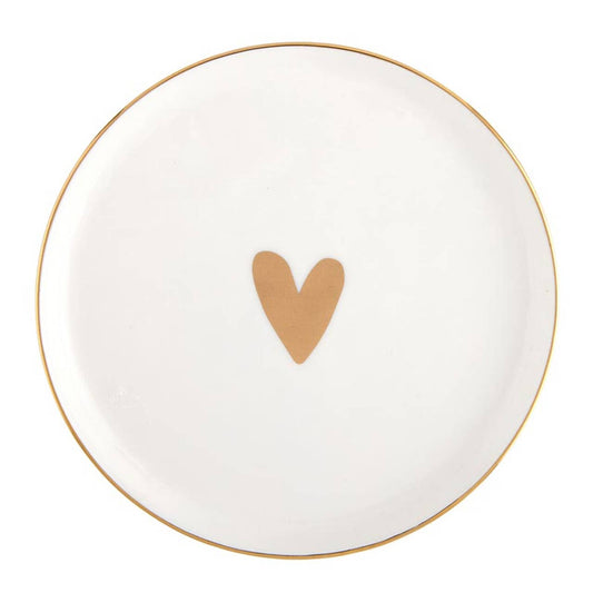 Ceramic Appetizer Plates - Gold Foil Heart - Set of 4