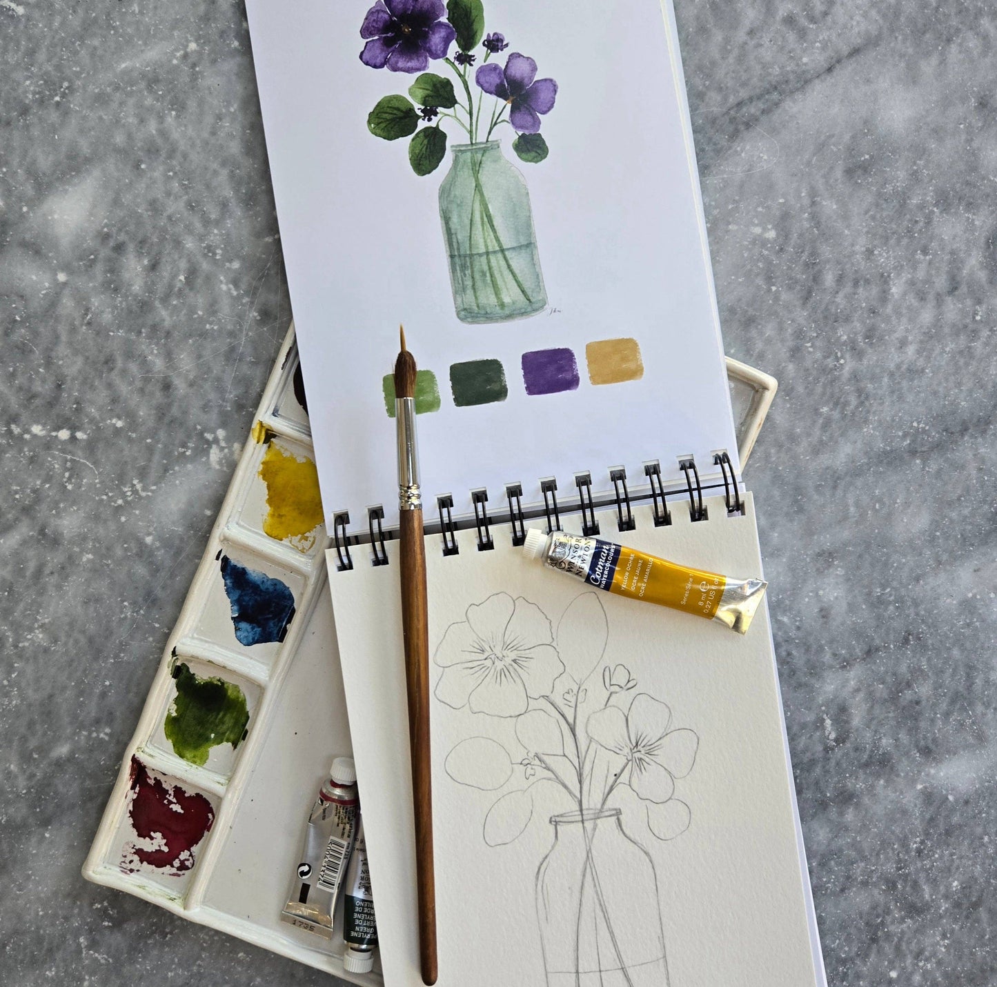 Watercolor Workbook, Spiral Bound, Birth Month Flowers