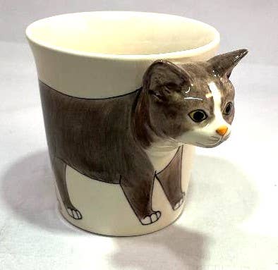 Mug, Cat Gray and White