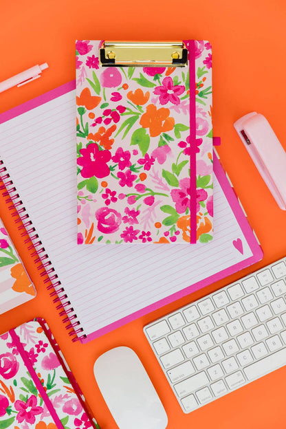 Mini Clipboard Folio, Watercolor Flowers