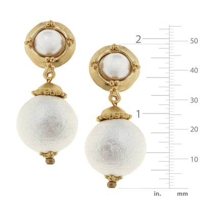Gold with Cotton Pearl Earrings