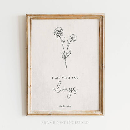 I Am With You Scripture Wall Art Print Christian Gift Decor