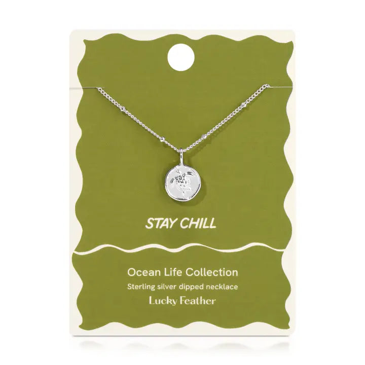 Ocean Life Necklace - Silver - Sea Turtle