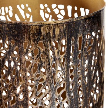 12" Eclectic Bronze Metal Candle Lantern