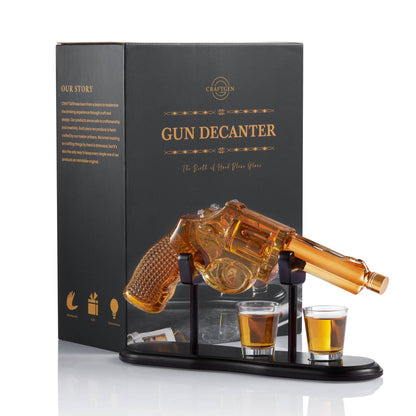 CRAFTGEN - Gun Whiskey Decanter Set - Gifts for Men Husband Dad