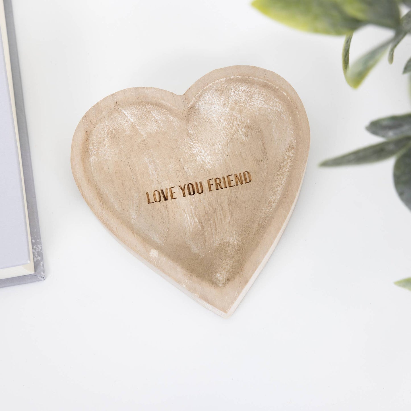 Pavilion - Love You Friend - 4" Wood Keepsake Dish