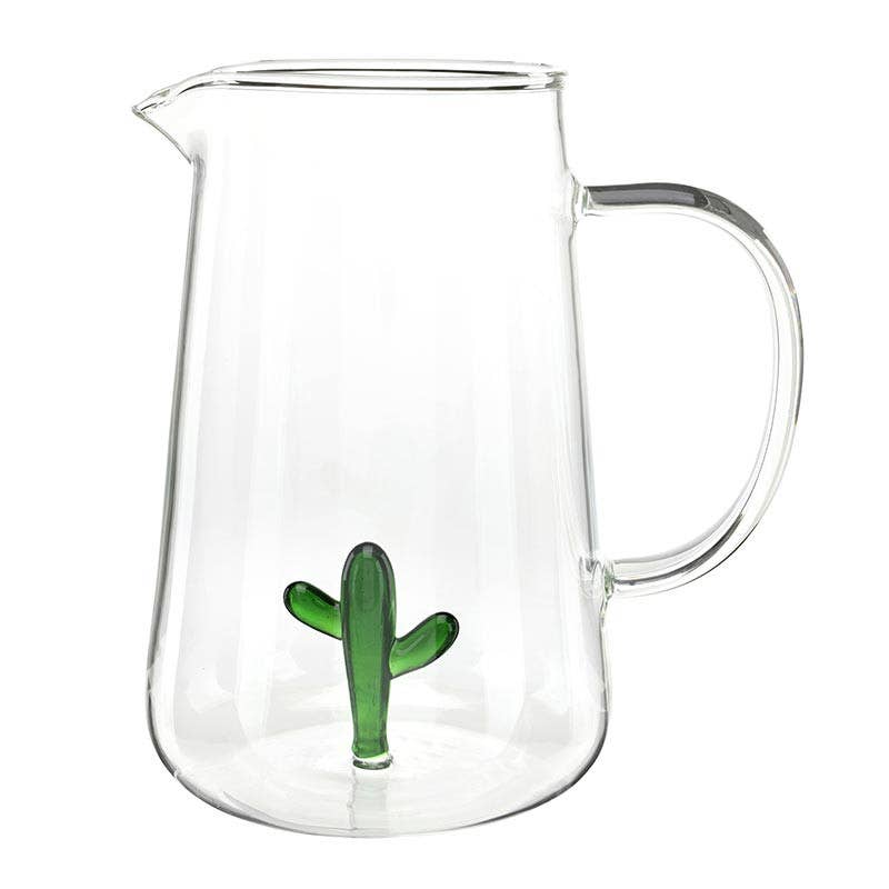 Figurine Glass Pitcher - Cactus: Glass / 36 oz, 6.5" h