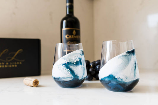 Resin Accented Wine and Entertaining Glasses Set - 2