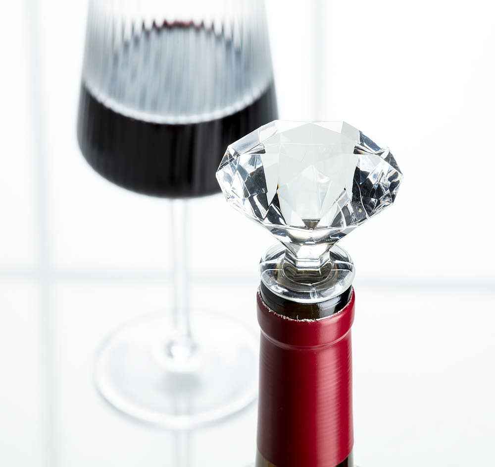 Round Cut Gem Bottle Stopper-3"H