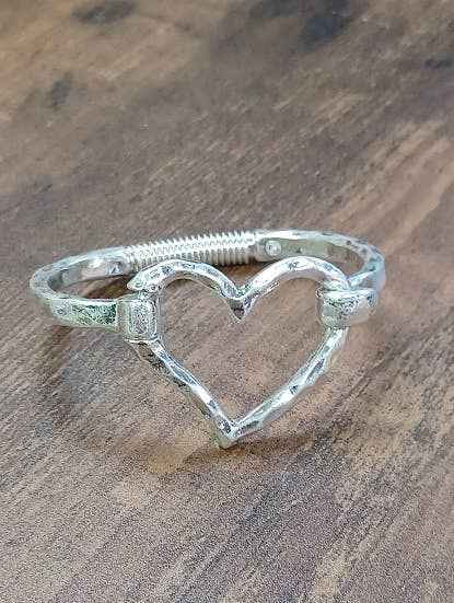 Matte Finish Heart Cuff Bracelet- SILVER or GOLD