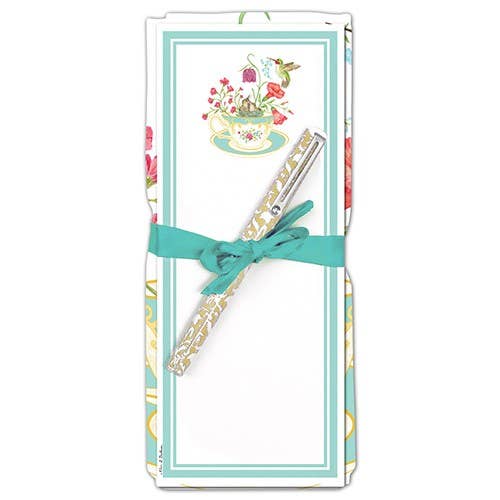 Flour Sack Towel & Magnetic Note Pad Set  Teacup