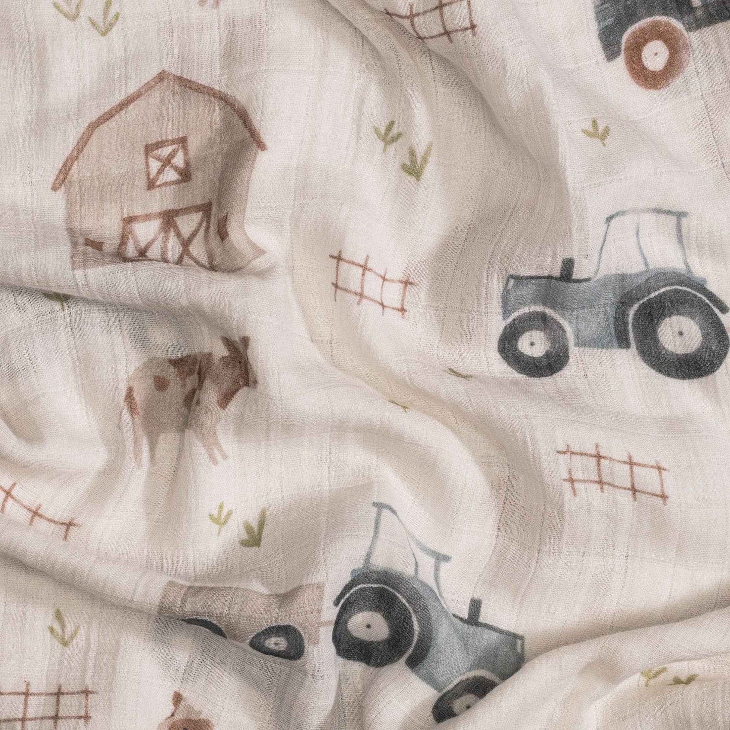 Crane Baby - Charlie 2-pc. Farmhouse Tractor/Dot Swaddle Set