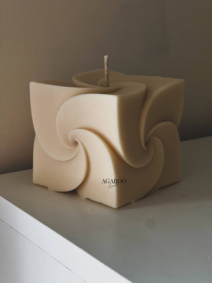 Windmill Square Cube Candle 4x4in - Shaped