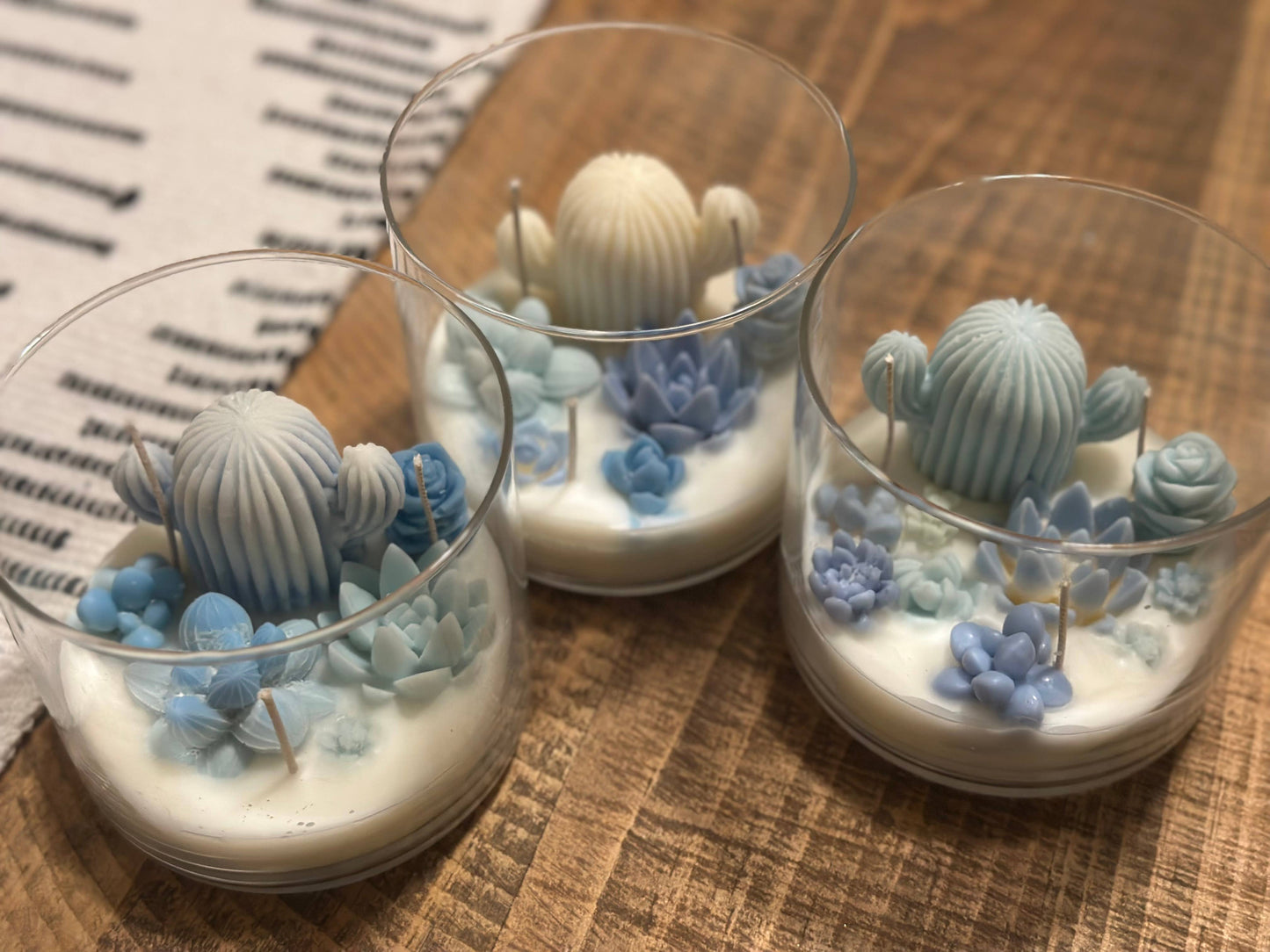 The Succulent Scented 3 Wick Cactus Candle Jar