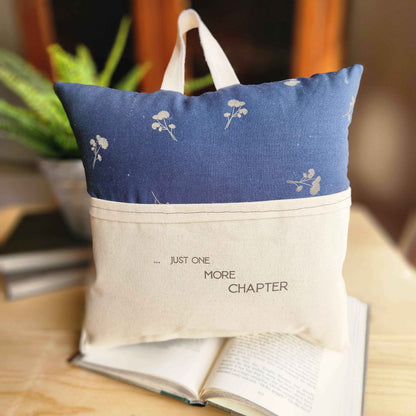 Just One More Chapter, Reading Pillow, navy floral