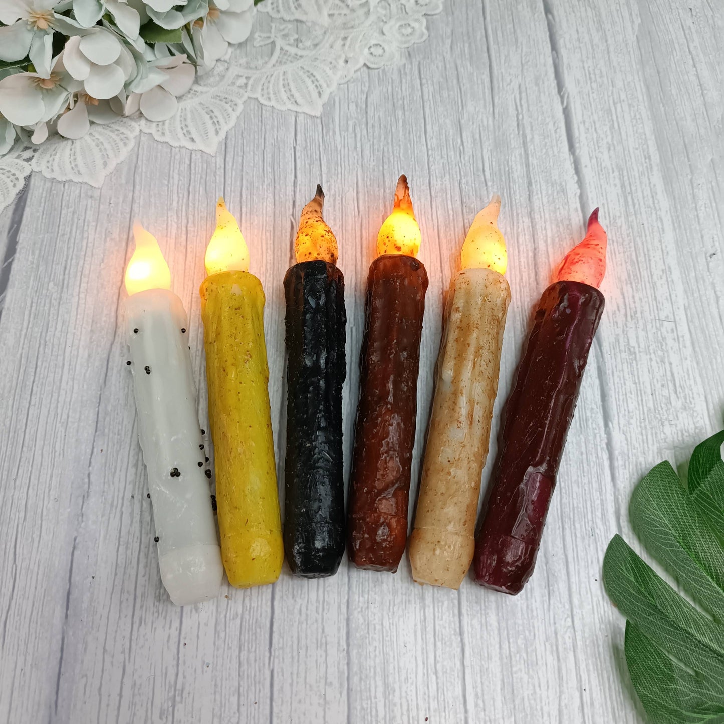 Velas Meta - Paquete de 6 velas LED cónicas recubiertas de cera real