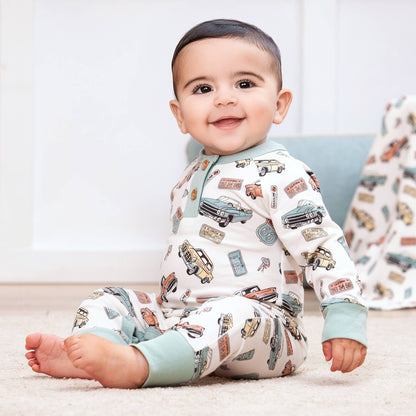 Vintage Car Henley Romper – Baby Road Trip Style