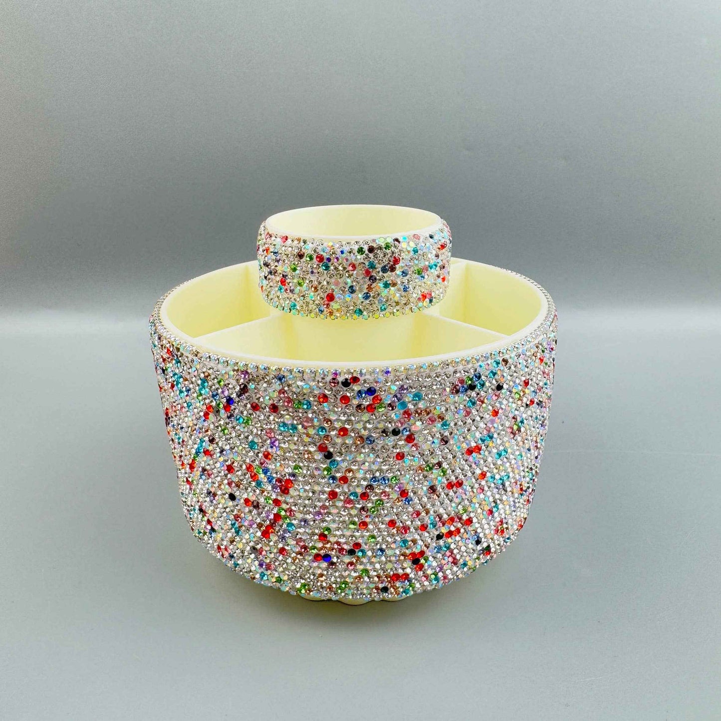 Ceramic Rhinestone Make Up Brush Rotatable Holder 5 Slot CR0001: Multi-Colored