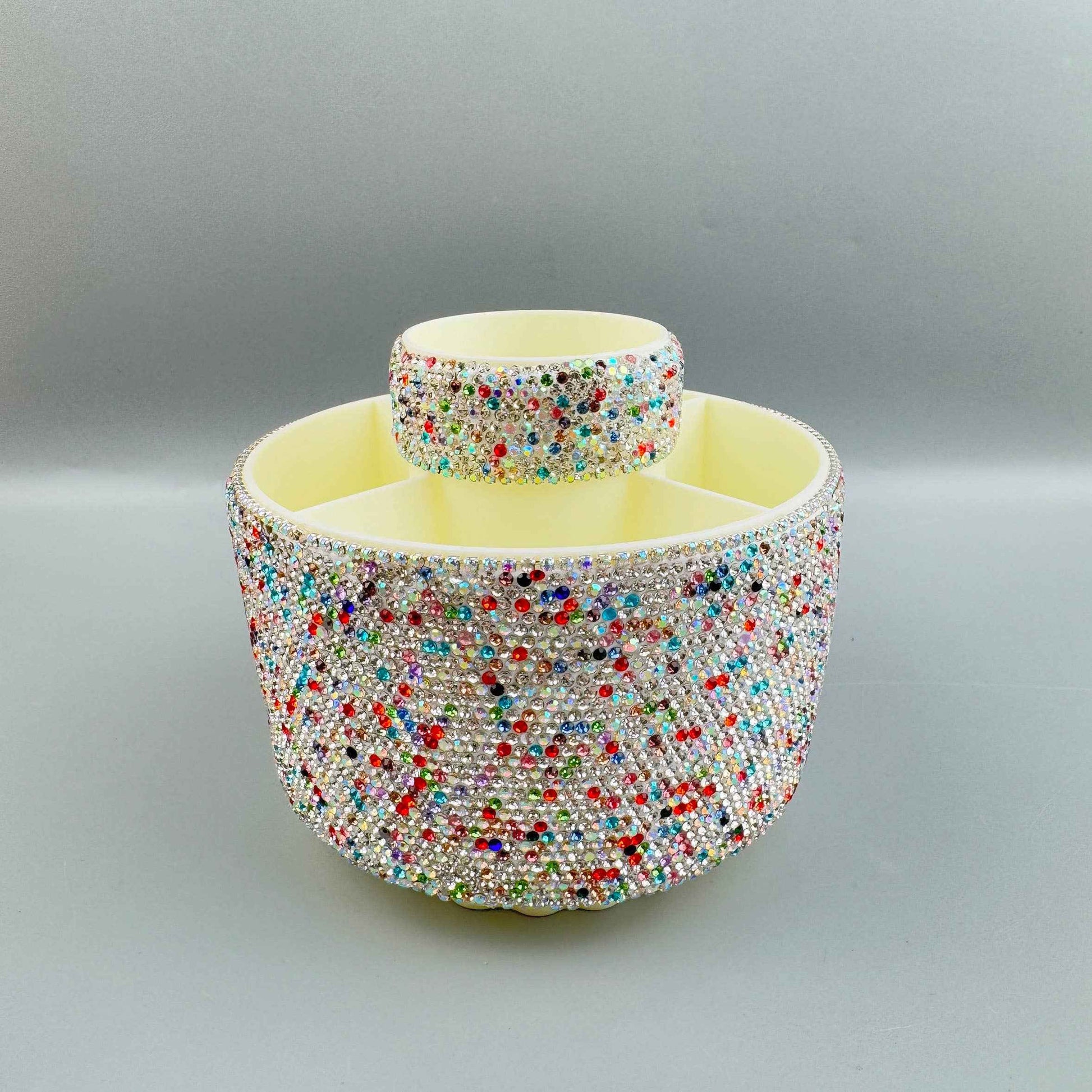 Ceramic Rhinestone Make Up Brush Rotatable Holder 5 Slot CR0001: Multi-Colored