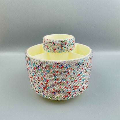 Ceramic Rhinestone Make Up Brush Rotatable Holder 5 Slot CR0001: Multi-Colored