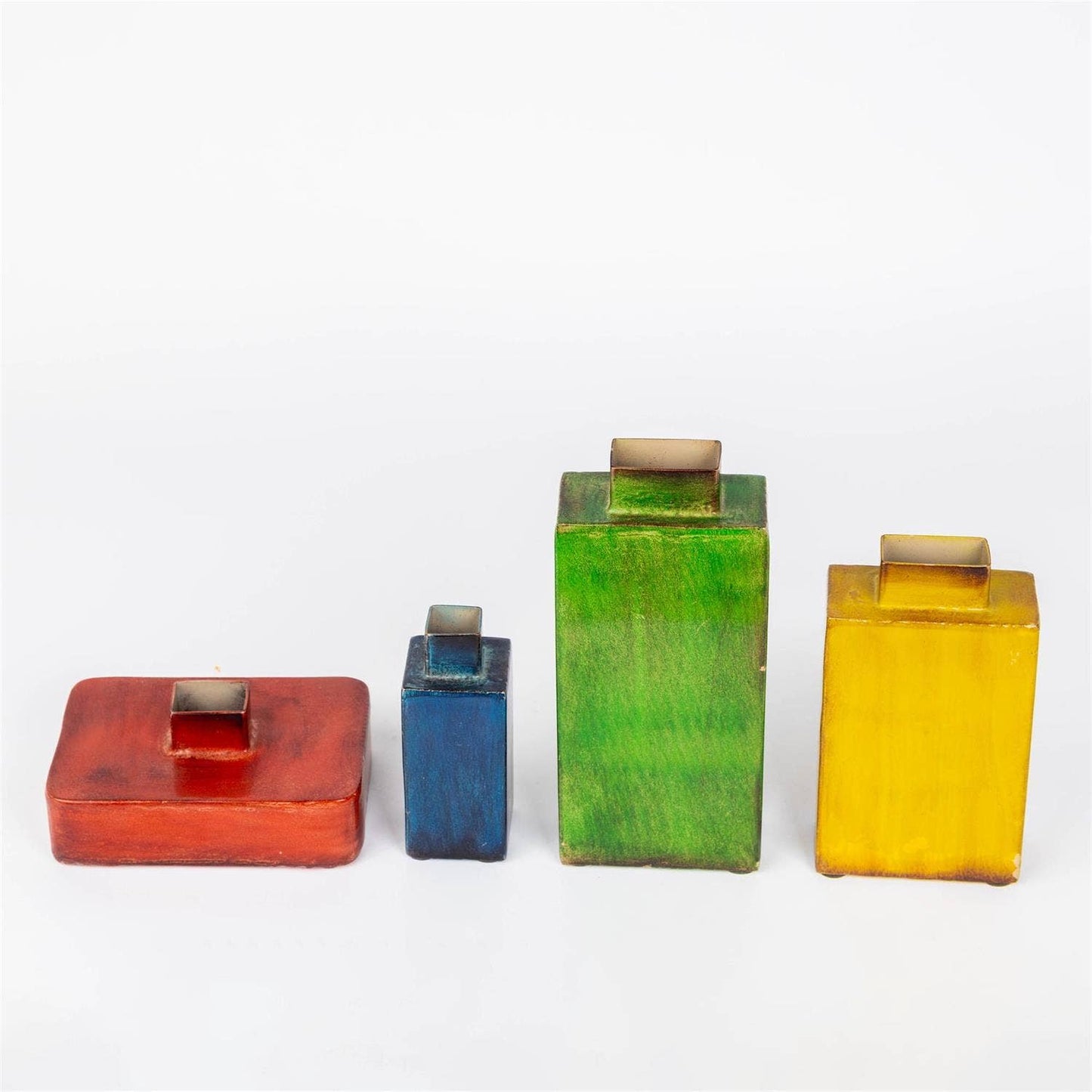 Vase - Multi Color Cube Shaped Enamel (Set Of 4)