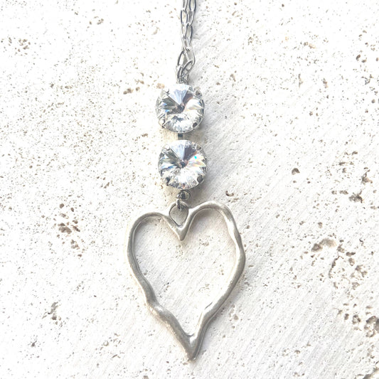 Crystal heart necklace Valentine love boutique salon