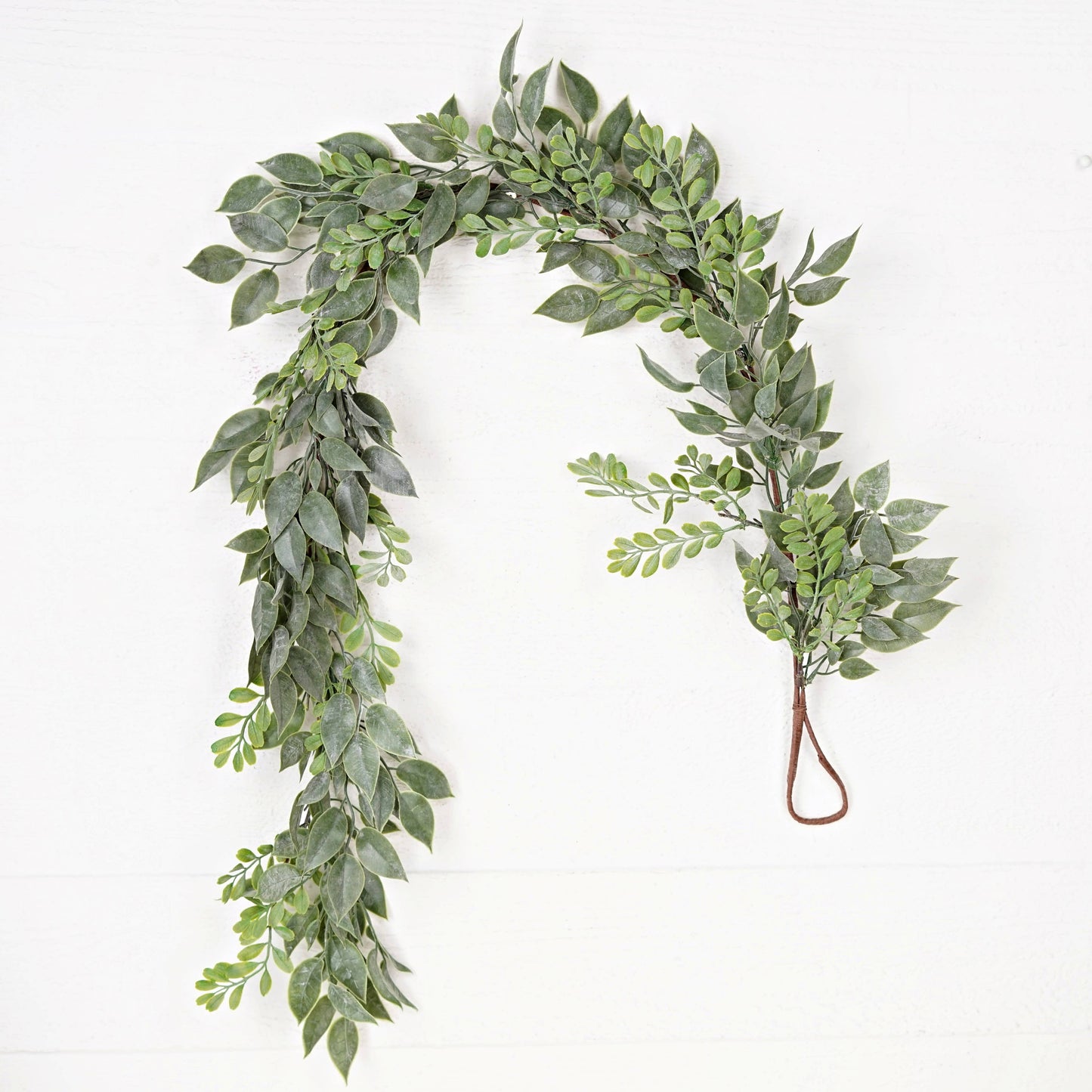 4ft Garland-Flocked Ficus and Boxwood Leaves