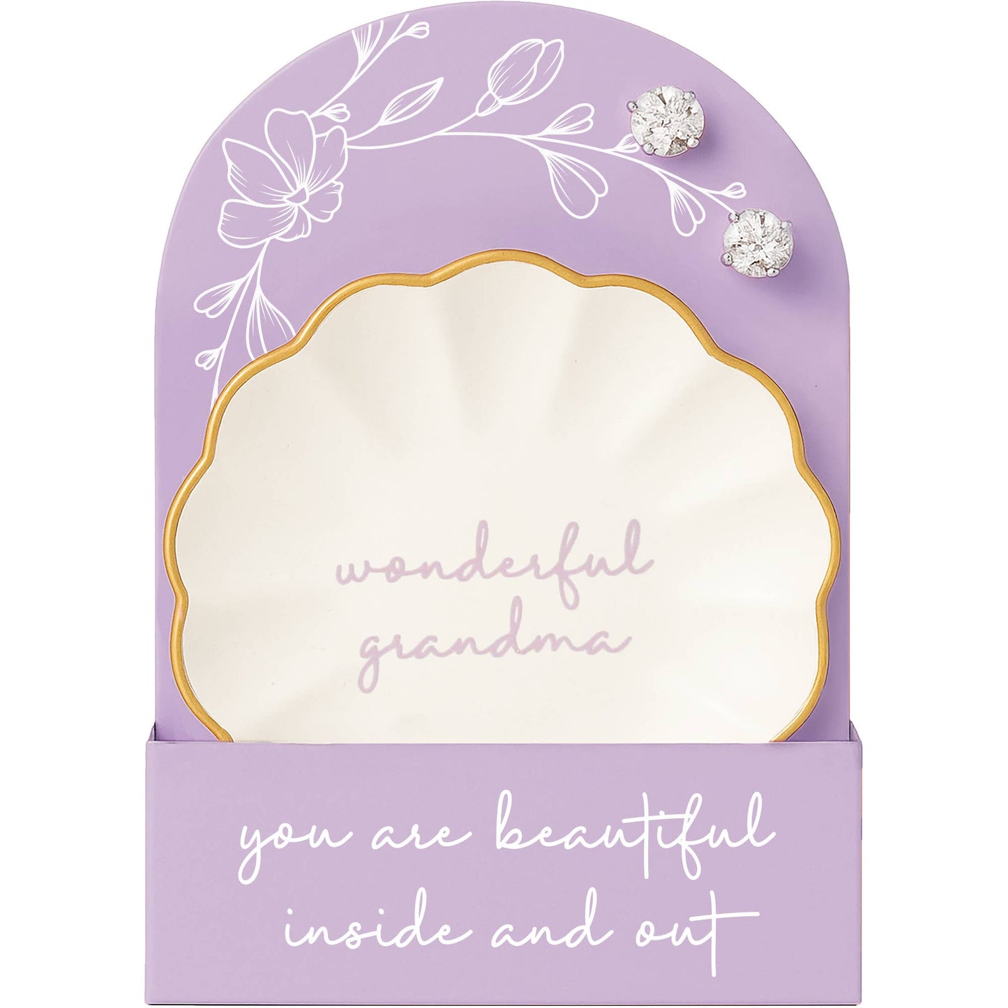 Wonderful Grandma Trinket Dish Earring Set