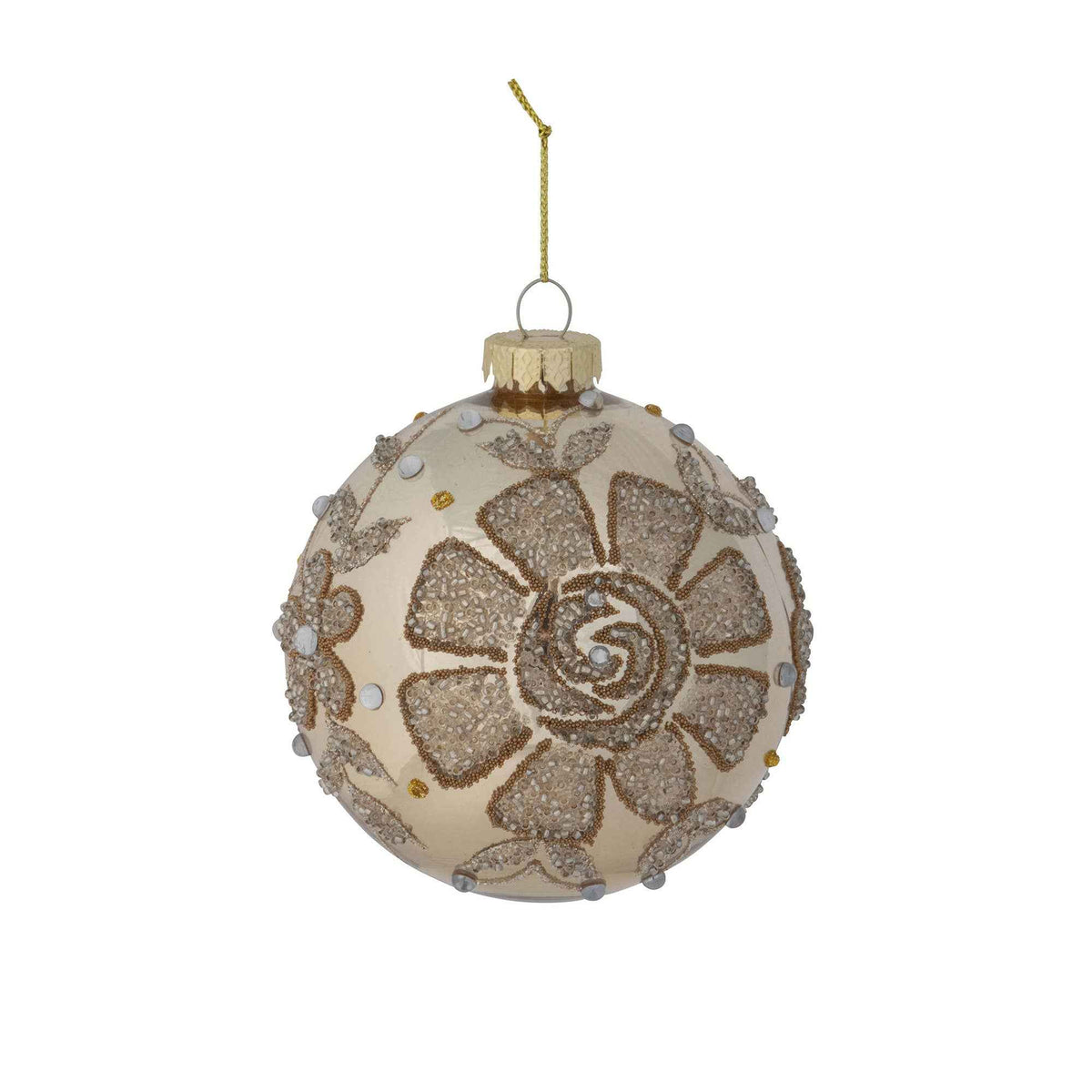 Gold Glitter Pattern Glass Ball Ornament