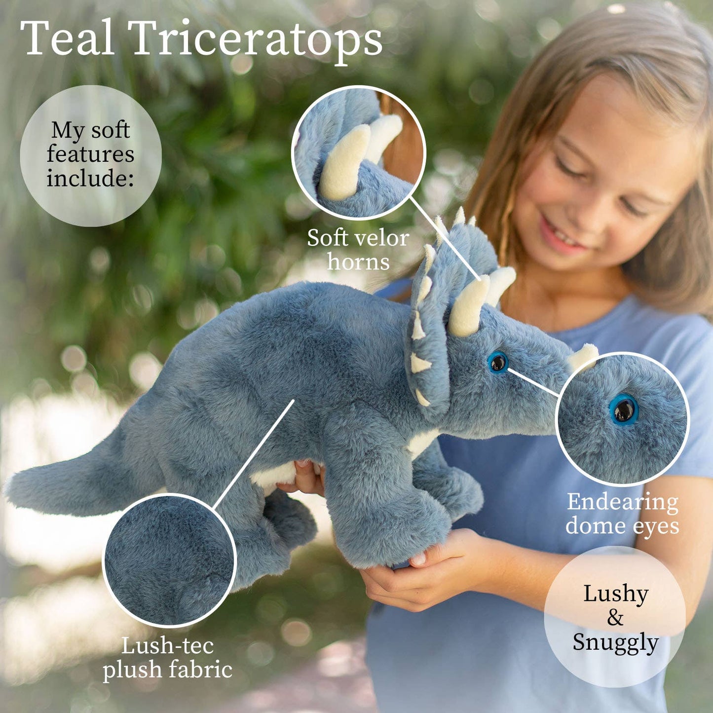 16" Large Lushes Teal Triceratops