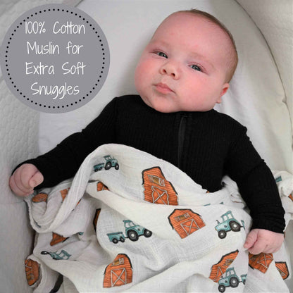 LollyBanks - How We Roll Baby Muslin Swaddle Blanket