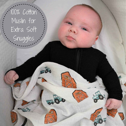 LollyBanks - How We Roll Baby Muslin Swaddle Blanket