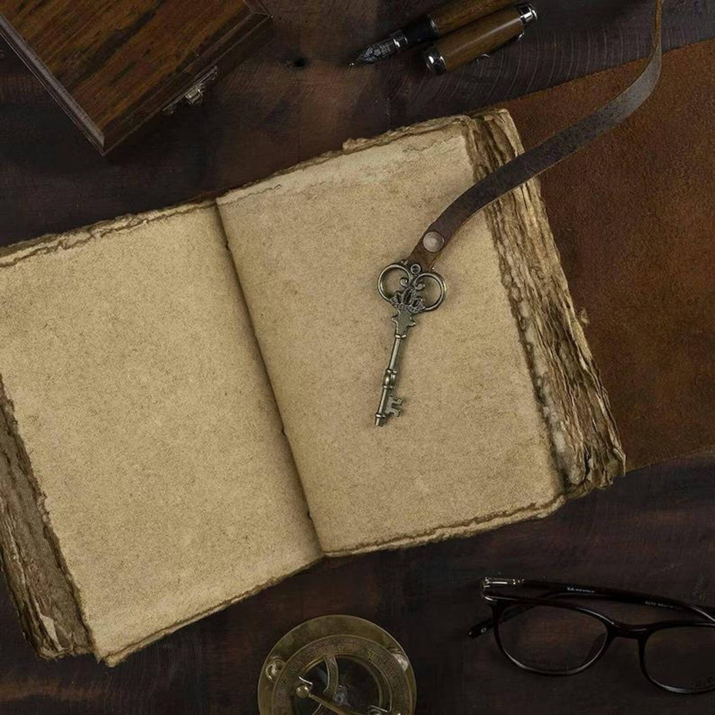 Vintage Book of Shadows with Key Lock Blank Spellbook