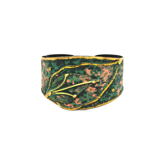 Brass Patina Leaf Cuff Bracelet