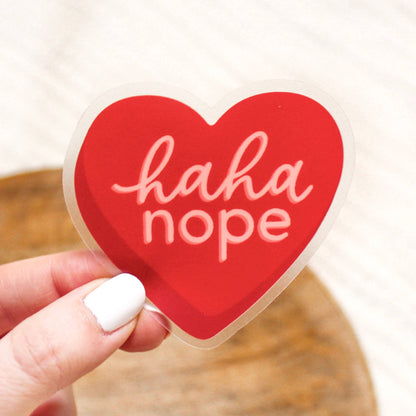 Haha Nope Heart Sticker - Valentine's Day