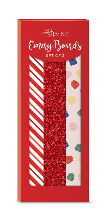 Glitter Emery Board Set Of 3 Candy Stripe Gumdrop