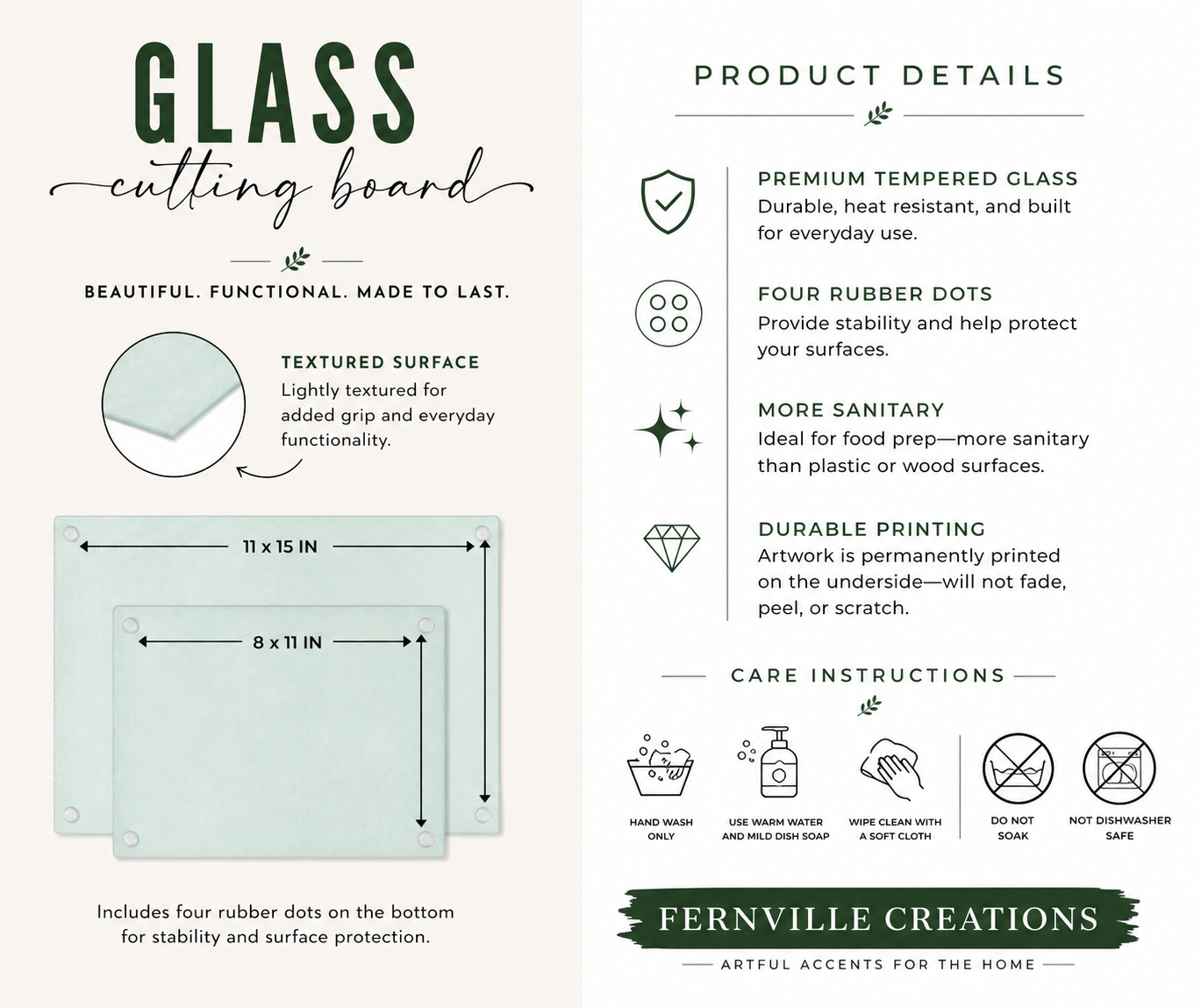 Coastal Tempered Glass Cutting Board: 8x11 inch