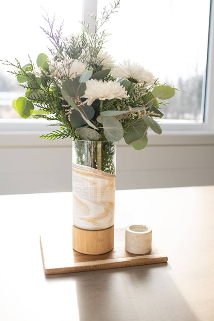 Resin Accented Vase with Bamboo Base