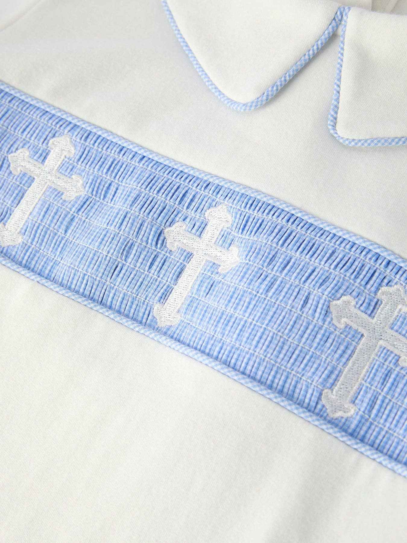 Blue Smocked Church Christ Bishop Christening Toddler Boys'Set: 2