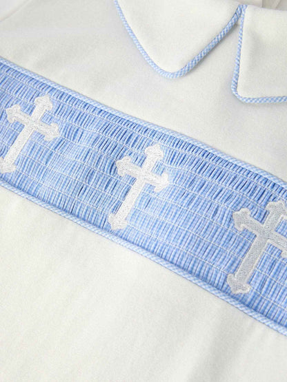 Blue Smocked Church Christ Bishop Christening Toddler Boys'Set: 2