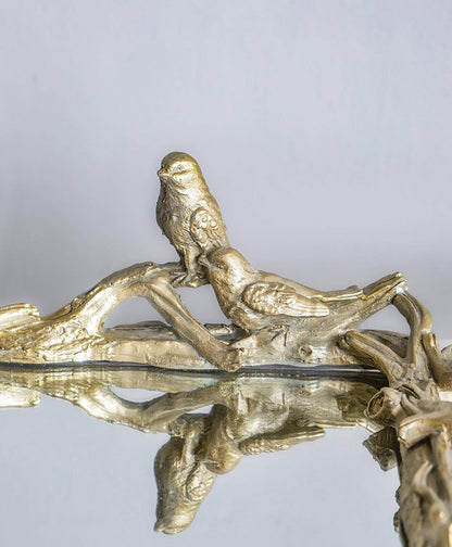 Gold Bird Mirrored Tray
