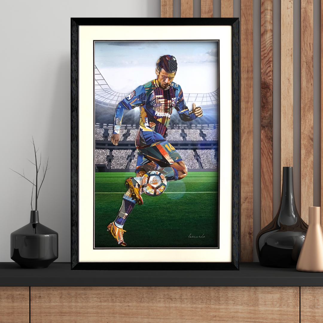 3D Collage Art | Soccer Player (36"x24")